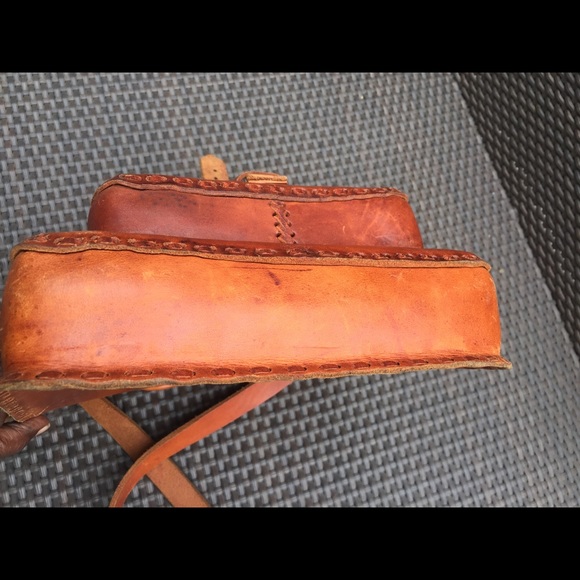 Vintage Brown Leather Crossbody Bag Fall Boho - Picture 9 of 10
